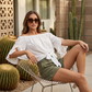 📢📢 -50% ! ⏰ Blouse Été Femme Épaules Dénudées Casual – Nœud Avant Romantique