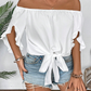📢📢 -50% ! ⏰ Blouse Été Femme Épaules Dénudées Casual – Nœud Avant Romantique