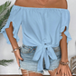 📢📢 -50% ! ⏰ Blouse Été Femme Épaules Dénudées Casual – Nœud Avant Romantique