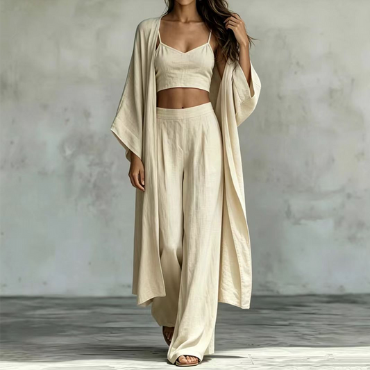 🧥 -60% ! 👗 Ensemble 3 Pièces Femme Cardigan Ample & Pantalon – Confortable, Polyvalent & Stylé – Idéal pour le Quotidien, le Télétravail & les Loisirs 🌿