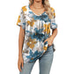 🎉 Soldes 2026 — Plus de 35 000 vendus ! 🌸Top Plissé Femme Col V Imprimé – T-Shirt Casual Manches Courtes