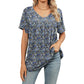 🎉 Soldes 2026 — Plus de 35 000 vendus ! 🌸Top Plissé Femme Col V Imprimé – T-Shirt Casual Manches Courtes