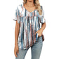 🎉 Soldes 2026 — Plus de 35 000 vendus ! 🌸Top Plissé Femme Col V Imprimé – T-Shirt Casual Manches Courtes
