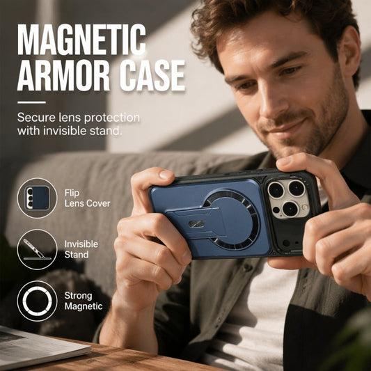 📱🔒 Coque magnétique avec cache-objectif rabattable et support intégré invisible – Protection caméra totale, fixation MagSafe puissante, profitez d’un support discret et d’une tranquillité d’esprit au quotidien 🧲🎥