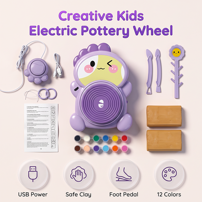 📢📢 50% de réduction ! ⏰ Kit de Poterie Électrique Enfant – Tour de Potier DIY avec Argile & Peintures