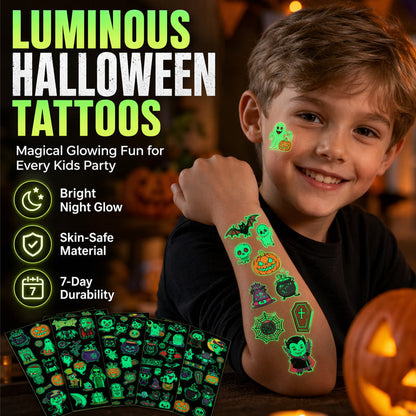 📢📢50% DE RÉDUCTION !! ⏰ Illuminez votre look Halloween ! Tatouages Temporaires Phosphorescents | Imperméables & Accessoires de Fête