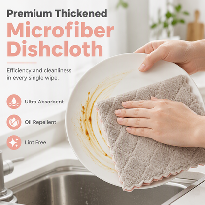 🧽 50% DE RÉDUCTION ! ✨ Chiffon Double Face Microfibre Douce – Polaire Corail Haute Densité – Absorbant & Dégraissant for Cuisine & Vitre