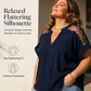 👚🌸 Plus-Size V-Ausschnitt-Bluse mit transparentem Mesh – 50% RABATT! Leichter Mesh-Einsatz, eleganter Look, luftiger Schnitt – perfekt für warme Tage. 🔥✨