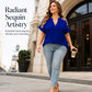👚🌸 Plus-Size V-Ausschnitt-Bluse mit transparentem Mesh – 50% RABATT! Leichter Mesh-Einsatz, eleganter Look, luftiger Schnitt – perfekt für warme Tage. 🔥✨
