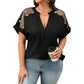 👚🌸 Plus-Size V-Ausschnitt-Bluse mit transparentem Mesh – 50% RABATT! Leichter Mesh-Einsatz, eleganter Look, luftiger Schnitt – perfekt für warme Tage. 🔥✨