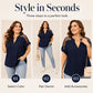 👚🌸 Plus-Size V-Ausschnitt-Bluse mit transparentem Mesh – 50% RABATT! Leichter Mesh-Einsatz, eleganter Look, luftiger Schnitt – perfekt für warme Tage. 🔥✨