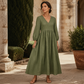 💕New Arrivals 56% OFF👗Women's V-Neck Pleated Maxi Dress