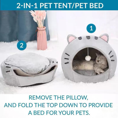 🐱 PROMO FLASH : 50% DE RÉDUCTION ! Lit-Tente 2-en-1 pour Animal – Design Dôme & Balle Interactive for Un Sommeil Paisible et des Heures de Jeu 🏠✨