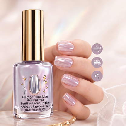 🌷💅 42k+ adoptés · Vernis fortifiant lilas miroir – Effet miroir, formule durcissante, une touche de lilas qui illumine les ongles tout en les protégeant des cassures 🛡️💜