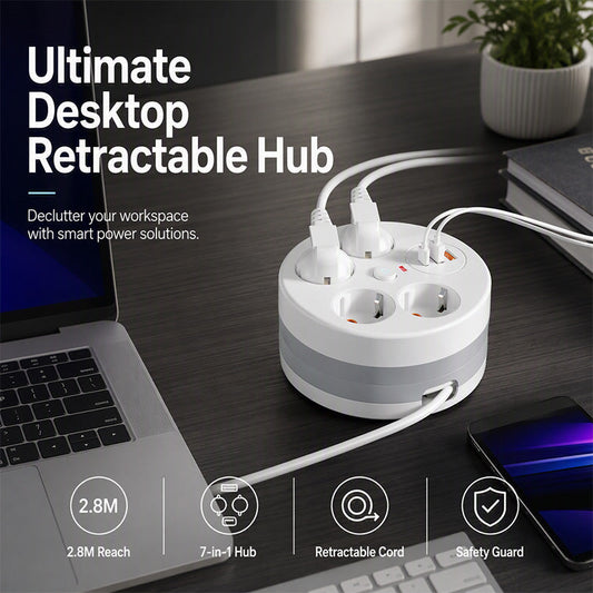 📢📢50% OFF !! ⏰Multiprise Ronde Multi-Prises avec Rangement de Câble