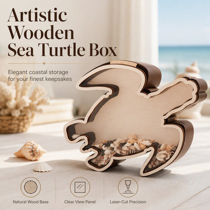 🐢 OFFRE LIMITÉE 50% OFF ! Organisateur Créatif en Bois Carapace de Tortue de Mer – Découpé au Laser en Schima Superba, Panneau Acrylique & Esthétique Côtière ✨