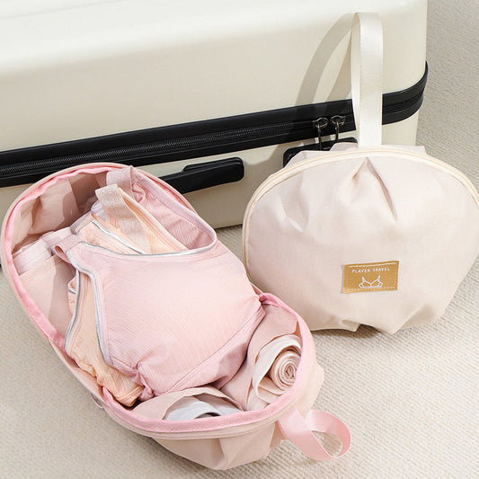 🧳 -50% ! 👙 Trousse de Rangement Lingerie Portable pour Voyage – Polyester Doux – Compartiments Dédiés – Fermeture Éclair Fluide – Rose/Blanc – 2 Tailles 🎒