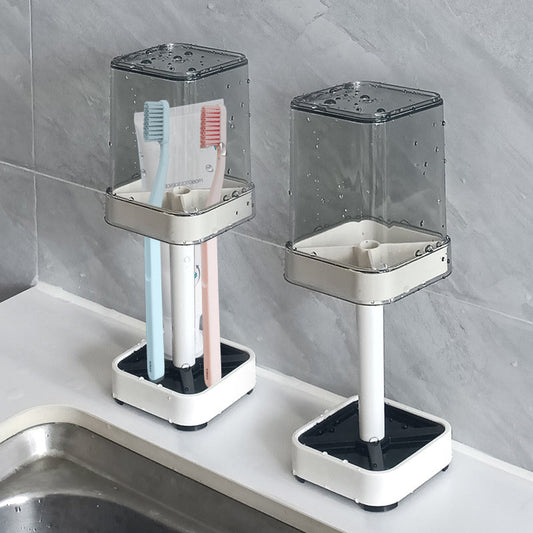 📢 Achetez 1, obtenez 1 gratuit ! 🪥 Organiseur Brosse à Dents Anti-Poussière – Plastique Transparent – 7,2×7,2×21,5 cm – Gobelet Couvert + Base d’Égouttage pour Salle de Bain 🚿
