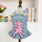 👗 Veste en Jean Princesse pour Chien – Vêtement Ajustable Tendance pour Petits & Moyens Chiens, Jean Lavé Doux avec Accent Nœud 🐩✨