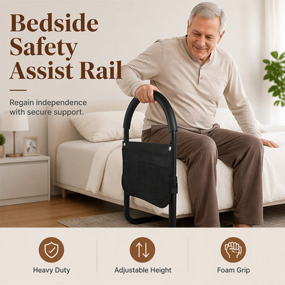 🛏️ 50% OFF ! 🛡️ Barre d’Appui de Lit Sécurisée – Hauteur réglable, poignée mousse & sangle sécurisée – Aide au coucher facile pour seniors & aide à la mobilité ✨