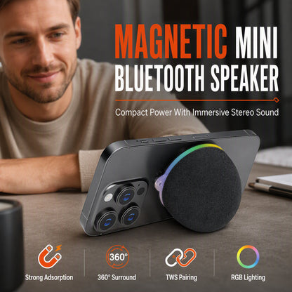 📢📢50% OFF !!⏰Mini Enceinte Bluetooth Magnétique avec Lumière Ambiante RGB