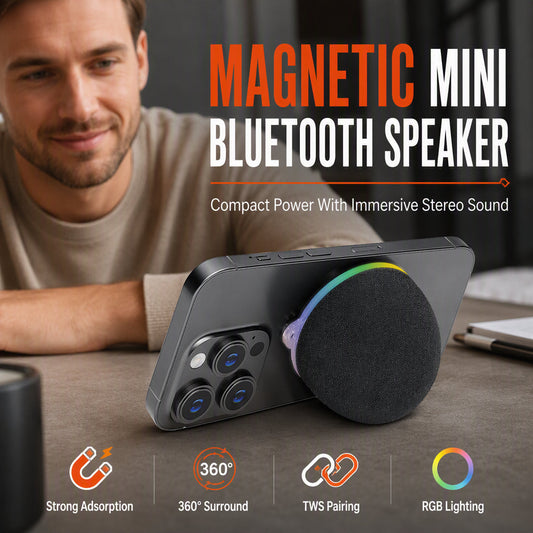 📢📢50% OFF !!⏰Mini Enceinte Bluetooth Magnétique avec Lumière Ambiante RGB