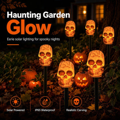 🎃 OFFRE LIMITÉE -50% ! 💀 Lampes Solaires Piquet Tête de Mort Halloween – Effrayantes, Résistantes aux Intempéries, Installation Facile ✨