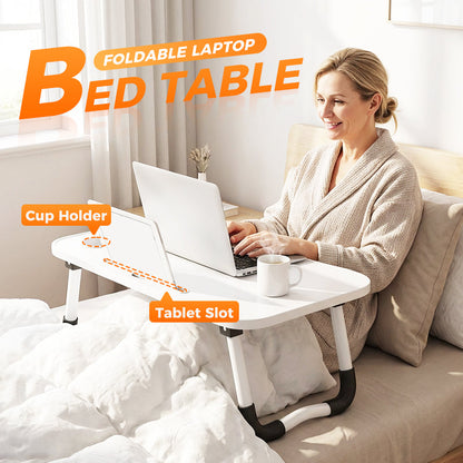 📢📢50% DE RÉDUCTION !! ⏰Table de Lit Pliable pour Ordinateur Portable avec Porte-Gobelet