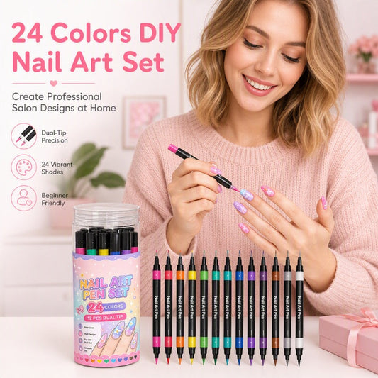 💅 PROMO LIMITÉE 50% DE RÉDUCTION! 🎨 Set de 12 Stylos Nail Art Double Pointe – Précis, Coloré, Créatif ✨