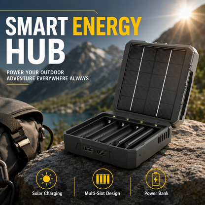 🎉 Soldes 2026 — Plus de 29 000 vendus ! ☀️🔋 Chargeur Solaire pour 4 Piles Lithium – 26650, 21700, 18650 et plus – Sortie USB, LED intégrée, Idéal Camping & Voyage 🏕️