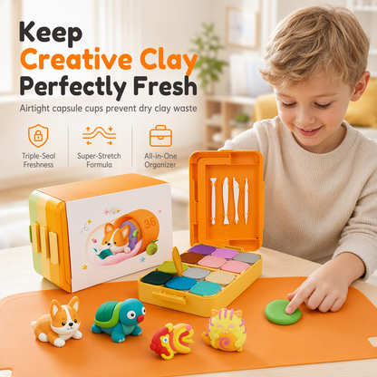 ⏳🔥OFFRE LIMITÉE −50% !⏰ Kit de Pâte À Modeler Capsule Ultra-Légère Sans Toxines ni Odeurs pour Enfants – Loisirs Créatifs DIY avec Outils