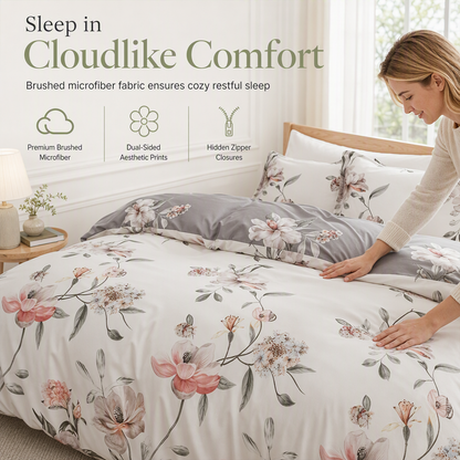 🌿 PROMO FLASH : 50% DE RÉDUCTION ! Ensemble de Literie à Fleurs Brossé 4 Saisons – Microfibre Ultra Douce & Attaches de Coin for Nuits Paisibles Toute l'Année ✨