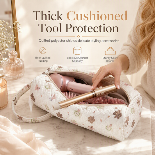⏳🔥OFFRE LIMITÉE −50% !⏰ Sac de Rangement Matelassé Portable avec Poignée pour Sèche-Cheveux, Fer à Boucler et Lisseur🐆