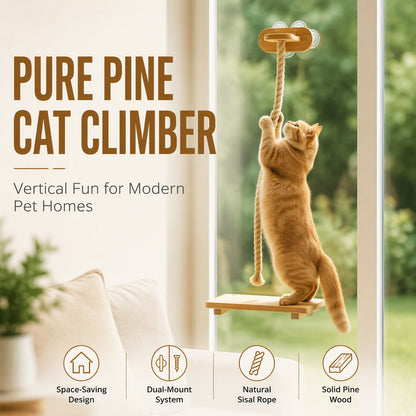 🌲 PROMO FLASH : 50% DE RÉDUCTION ! Corde d'Escalade pour Chat avec Support en Bois Massif – Montage Fenêtre ou Mur for Espace de Jeu Vertical Écologique 🐱✨