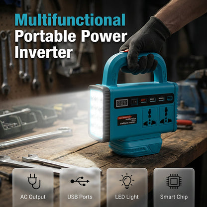 🔌 −50% ! 💡 Convertisseur de Courant Portable – Avec Lumière LED & Utilisation Polyvalente ✨