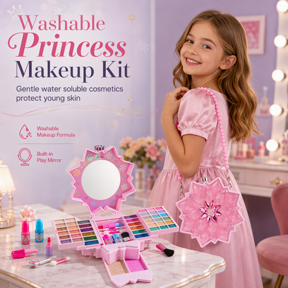 👑 PROMO FLASH : 50% DE RÉDUCTION ! Coffret de Maquillage Lavable Princesse – Formule Douce & Valisette Portable for Des Heures de Jeu Créatif 🎁✨