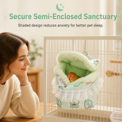 🦜 PROMO FLASH : 50% DE RÉDUCTION ! Nid Suspendu Chaud – Intérieur en Peluche & Design Semi-Fermé for Un Refuge Douillet pour Petits Animaux ☁️✨