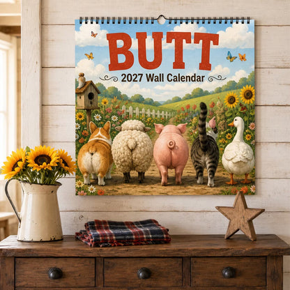 ⏳🔥OFFRE LIMITÉE −50% !⏰Calendrier Mural Drôle Fesses d'Animaux