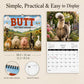 ⏳🔥OFFRE LIMITÉE −50% !⏰Calendrier Mural Drôle Fesses d'Animaux