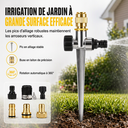 🌱 PROMO FLASH : 50% DE RÉDUCTION ! Arroseur Rotatif 360° – Buse en Laiton & Piquet en Alliage for Une Irrigation Uniforme du Jardin 💦✨