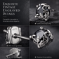⏳🔥OFFRE LIMITÉE −50% !⏰ 1 Paire de Boucles d’Oreilles Clou Gothiques Ton Argent, Motif Vigne Ronde avec Zircon Cubique Noir