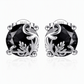 ⏳🔥OFFRE LIMITÉE −50% !⏰ 1 Paire de Boucles d’Oreilles Clou Gothiques Ton Argent, Motif Vigne Ronde avec Zircon Cubique Noir
