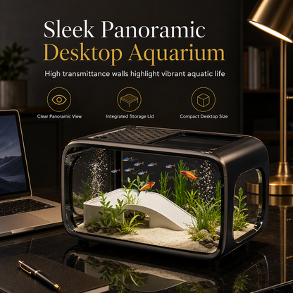 🐠 PROMO FLASH : 50% DE RÉDUCTION ! Aquarium de Bureau Transparent – Vue Panoramique & Couvercle Multifonction for Une Touche de Nature Apaisante sur Votre Bureau