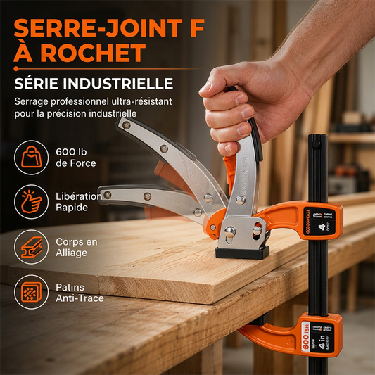 🗜️Serre-Joint en F à Cliquet en Alliage d'Aluminium – Serrage Rapide à Une Main, Pression Puissante et Haute Précision