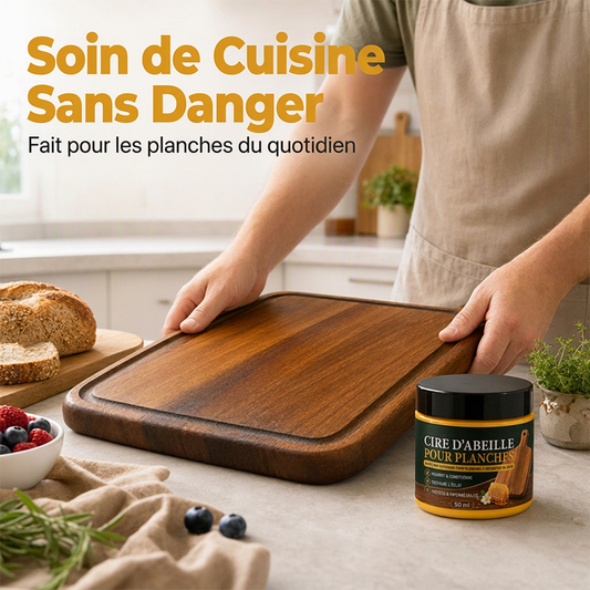 🐝 Baume d'Entretien pour Planches à Découper – Cire d'Abeille Naturelle, Contact Alimentaire et Nutrition Intense