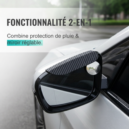 🚗👁️ Protège-Pluie pour Rétroviseur 2-en-1 – Miroir d'Angle Mort 360°, Vision Dégagée et Fixation par Clip