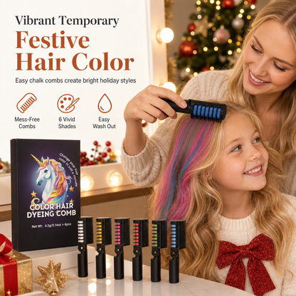 🌈 PROMO FLASH : 50% DE RÉDUCTION ! Lot de 6 Peignes Craies de Coloration Temporaire – Formule Lavable Non Toxique & Design Pliable for une Chevelure Éclatante en un Coup de Peigne ✨🎉