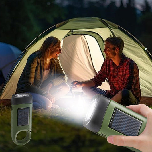 📢📢50% DE RÉDUCTION !! ⏰Lampe de Camping d’Urgence (Manivelle + Solaire + Chargement USB)