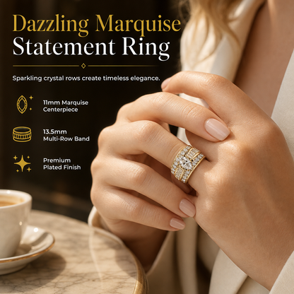 💍 PROMO FLASH : 50% DE RÉDUCTION ! Bague de Fiançailles en Zircone Cubique – Taille Marquise & Placage Multicouche Brillant for une Élégance Royale à Chaque Geste ✨🌸