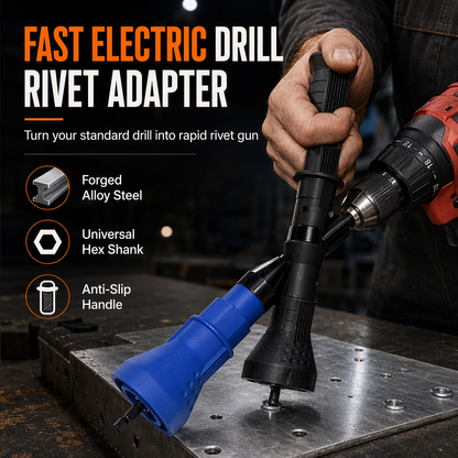 📢📢50% DE RÉDUCTION !! ⏰ Adaptateur de Perceuse Électrique pour Riveteuse – Tête en Acier Forgé pour Rivets Aveugles